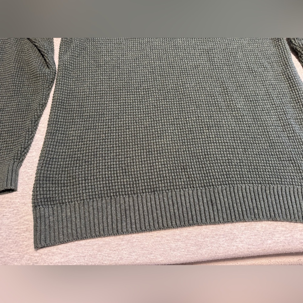 Marine Layer Waffle Knit Wool Cotton Blend Pullover Hoodie Green XL - Picture 9 of 15